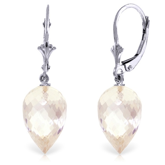 Galaxy Gold Products Jewelry - POINTY BRIOLETTE DROP WHITE TOPAZ EARRINGS